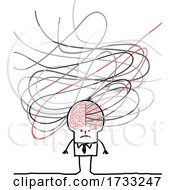 Poster, Art Print Of Stick Man With Scribbles Emerging From His Brain
