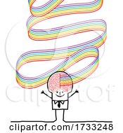 Stick Man With A Rainbow Emerging From His Brain