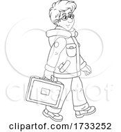 Black And White Man Wearing Winter Clothes And Carrying A Briefcase