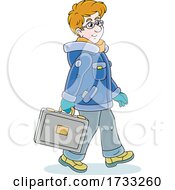 Poster, Art Print Of Man Wearing Winter Clothes And Carrying A Briefcase