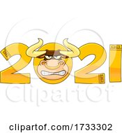 Poster, Art Print Of Cartoon Bull Mascot In Year 2021 For Year Of The Ox