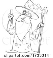 Poster, Art Print Of Outlined Wizard Holding Up A Finger