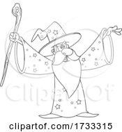 Lineart Wizard Holding Up His Arms
