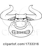 Cartoon Black And White Bull Mascot Face