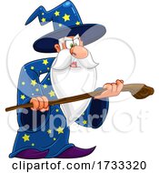 Wizard Holding A Cane by Hit Toon