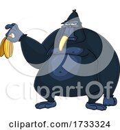 Gorilla Eating A Banana And Holding A Peel