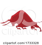 Poster, Art Print Of Charging Red Ox Or Bull