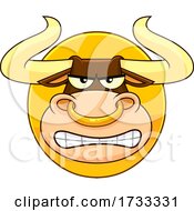 Poster, Art Print Of Cartoon Tough Bull Mascot Face Logo