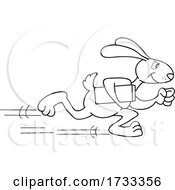 Outline Black And White Fast Running Delivery Rabbit