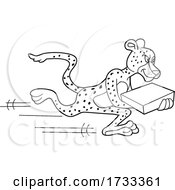 Outline Black And White Fast Running Delivery Cheetah