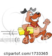Poster, Art Print Of Running Delivery Dog With A Package