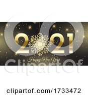 Poster, Art Print Of Happy New Year Banner With Glittery Snowflake Design