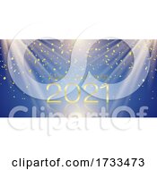 Poster, Art Print Of Happy New Year Banner With Gold Confetti Design