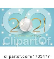 Poster, Art Print Of Elegant Happy New Year Background With Hanging Bauble And Gold Lettering