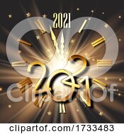 Poster, Art Print Of Happy New Year Background With Clock Face And Metallic Numbers