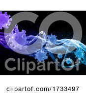 Poster, Art Print Of 3d Medical Background With Flowing Particles Virus Cells And Dna Strand