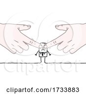 Poster, Art Print Of Hand Covering A Stick Business Mans Eyes