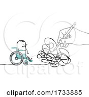 Poster, Art Print Of Hand Scribbling And Blocking A Disabled Stick Man In A Wheelchair