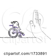 Poster, Art Print Of Hand Blocking A Disabled Stick Woman In A Wheelchair