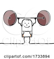 Poster, Art Print Of Stick Man Lifting A Heavy Barbell