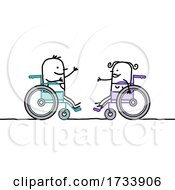 Poster, Art Print Of Handicap Stick People In Wheelchairs