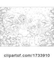 Poster, Art Print Of Black And White Cheerful Christmas Snowman