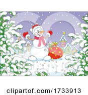 Poster, Art Print Of Cheerful Christmas Snowman