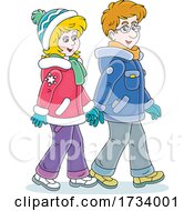 Poster, Art Print Of Happy Couple Taking A Winter Walk