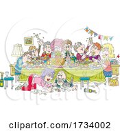 Poster, Art Print Of Cat And Family Celebrating And Feasting
