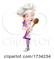 Poster, Art Print Of Kid Cartoon Girl Chef Cook Baker Child Sign