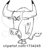 Clipart Lineart Cartoon Tough Chinese Zodiac Tattooed Ox by toonaday