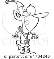 Poster, Art Print Of Clipart Outline Cartoon Christmas Elf Ready To Make A Quick Draw