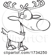 Poster, Art Print Of Clipart Outline Cartoon Maskless Christmas Reindeer