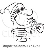 Poster, Art Print Of Clipart Outline Cartoon Santa Playing A Saxophone