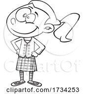 Clipart Lineart Cartoon Scottish Girl