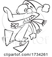 Poster, Art Print Of Clipart Outline Cartoon Walking Christmas Duck