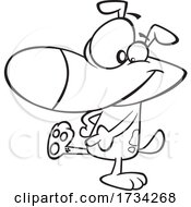 Poster, Art Print Of Clipart Outline Cartoon Dog Showing An Ankle Tattoo