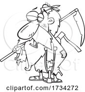 Poster, Art Print Of Clipart Outline Cartoon Beat Up Father Time