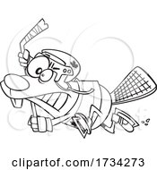 Poster, Art Print Of Clipart Outline Cartoon Hockey Beaver