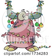 Clipart Cartoon Christmas Monster Decorated In Baubles And Lights by toonaday