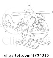 Poster, Art Print Of Outline Little Boy Piloting A Helicopter