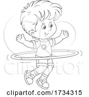 Poster, Art Print Of Outline Little Boy Exercising With A Hula Hoop