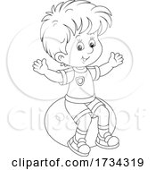 Poster, Art Print Of Outline Little Boy Sitting On An Exercise Ball
