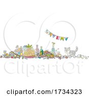 Poster, Art Print Of Kitty Cat On A Table Of Party Food