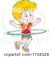 Little Boy Exercising With A Hula Hoop