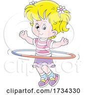 Little Girl Exercising With A Hula Hoop by Alex Bannykh