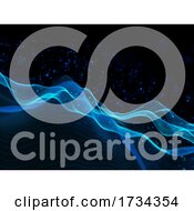 Poster, Art Print Of 3d Modern Technology Background With Flowing Lines And Floating Particles Design