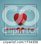 Poster, Art Print Of Happy Valentines Day Background With Red Ribbon