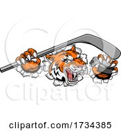 Poster, Art Print Of Tiger Ice Hockey Player Animal Sports Mascot