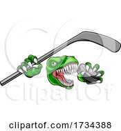 Dinosaur Ice Hockey Player Animal Sports Mascot